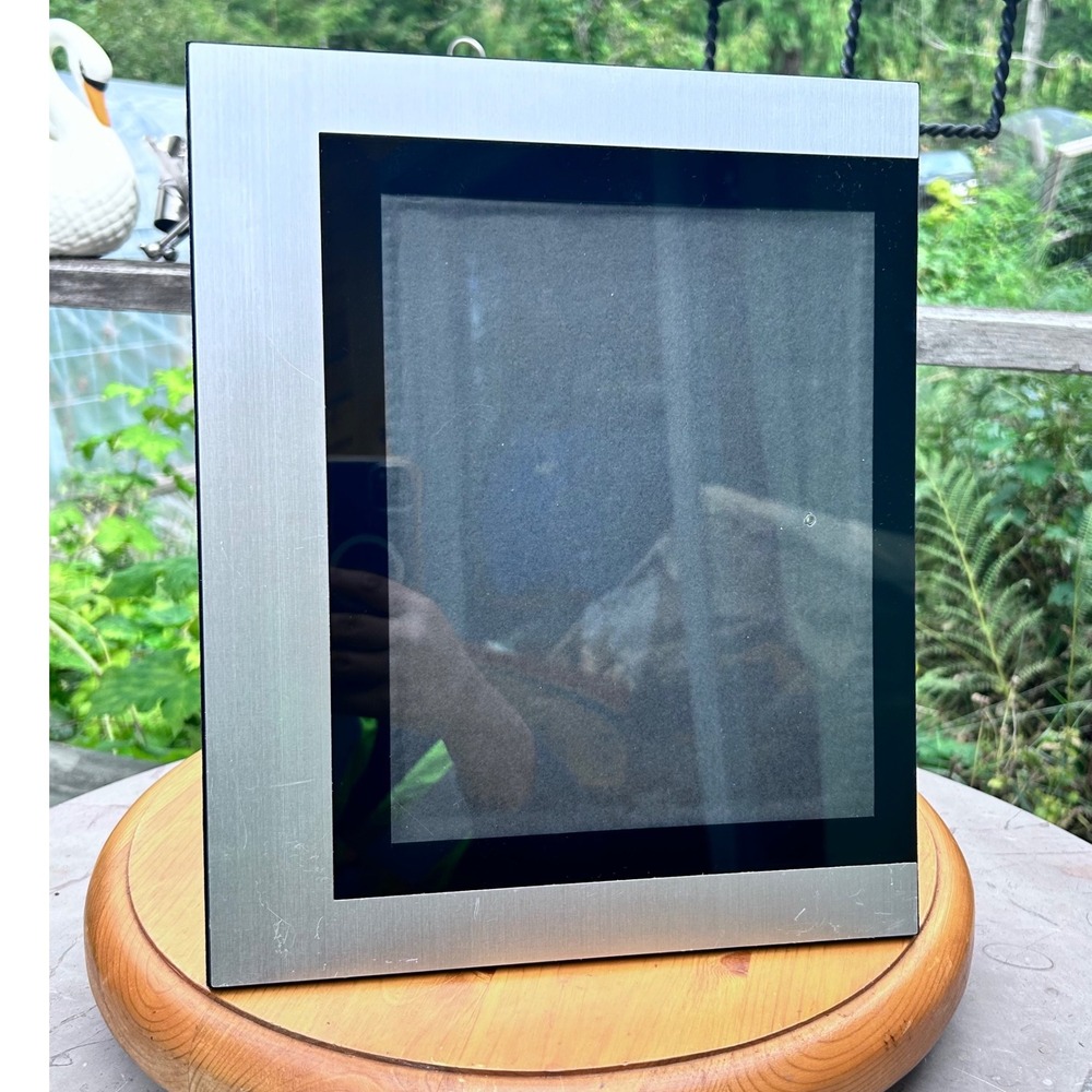 Vintage Picture Frame MCM Large Silver Black Asymmetric 8x10 Cyber Minimalist 90